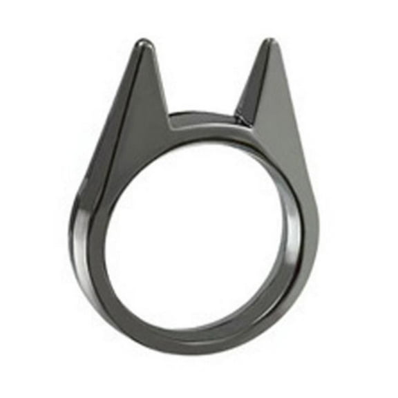 Anti-body cat ear single finger buckle ring window breaker women's anti-wolf men's outdoor supplies cat ear anti-body ring-Gun black