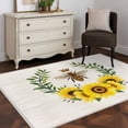 thumbnail image 4 of Sunflowers Bees 3'x5' Washable Rug, Spring Farmhouse Honey Flowers Leaves Non-Slip Area Rugs for Entryway Kitchen Classroom, StainResistant Dorm Throw Carpet, Low Pile Soft Indoor Floor Mat, 4 of 9