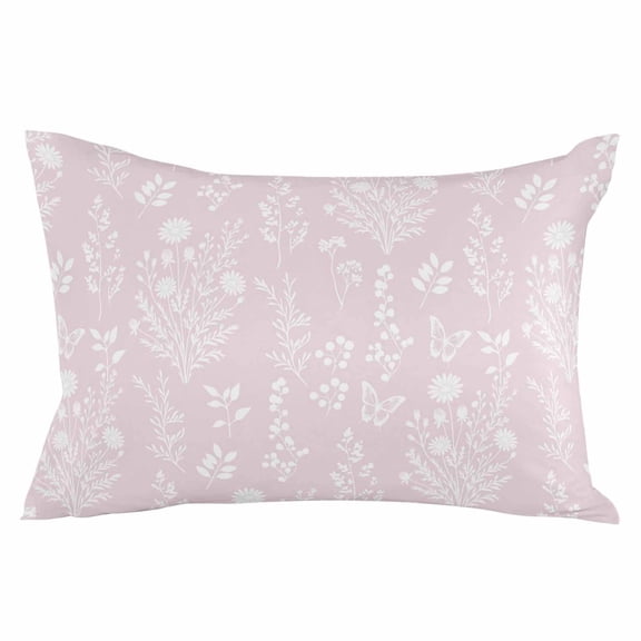 Pink Botanical Throw Pillow Cover 16 x 24 Inch Decorative Pillow Cover Spring Summer Chic Wildflowers Lumbar Pillowcase Seasonal Rectangle Cushion Case for Couch Sofa Bed Living Room