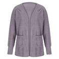 thumbnail image 6 of Cardigans on Clearance Womens Ladies Solid Open Front Soft Chunky Pocket Long Sleeve Coat Outerwear Cardigan, 6 of 7