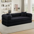 thumbnail image 6 of Muumblus 78" Corduroy Loveseat Cloud Sofa , Queen Size Convertible Slpper Couch Bed for Living Room, Black, 6 of 11