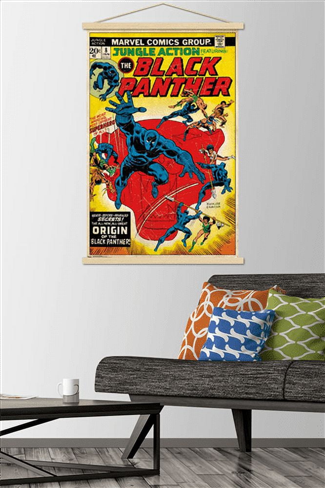 Marvel Comics - Black Panther - Jungle Action Cover Wall Poster with Wooden Magnetic Frame, 22.375" x 34"