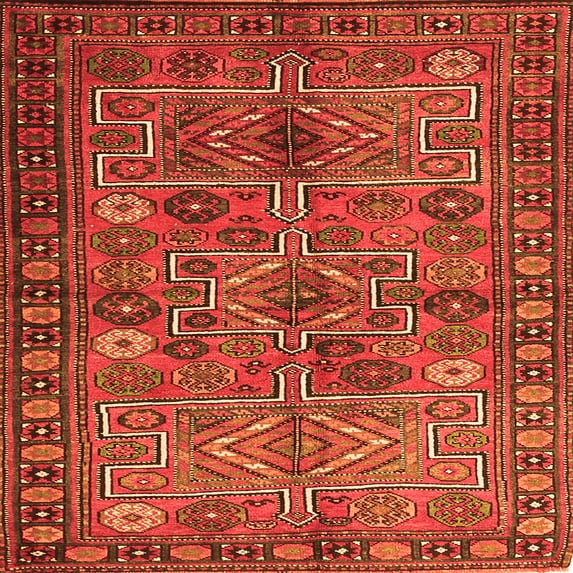 Ahgly Company Indoor Square Persian Orange Traditional Area Rugs, 8' Square