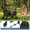 thumbnail image 7 of Memoryfield 4-Seater Stroller Wagon for Kids with Safety Harness, Removable Canopy, Snack Tray & Swivel Wheels, Green, 7 of 7