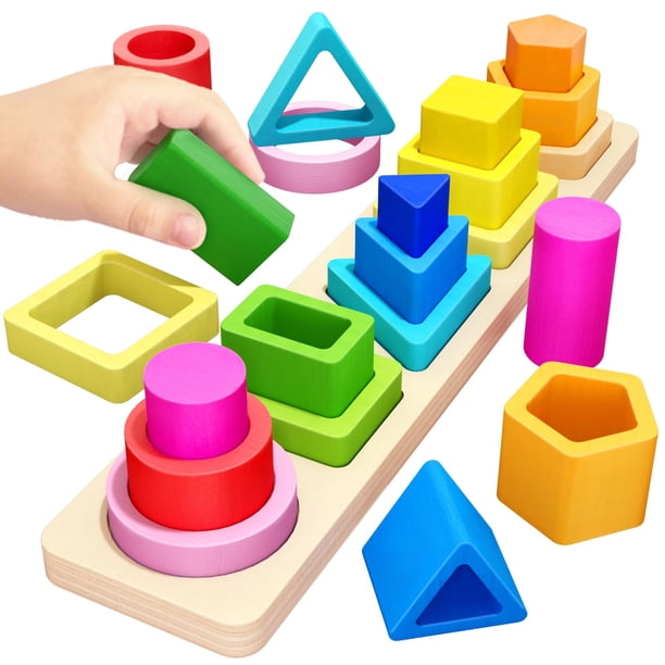 Clasificador de formas apilables Montessori Toys PEBIRA de 1 a 4 años