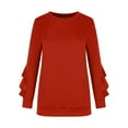 thumbnail image 5 of Hfyihgf Womens Crewneck Sweatshirts Long Sleeve Casual Tops with Ruffle Sleeve Fall Winter Clothes Soft Trendy Pullover Shirts(Red,XXL), 5 of 8