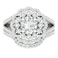 thumbnail image 2 of 2.20 Carat (ctw) 10K White Gold Round Cut White Diamond Ladies Bridal Cluster Flower Split Shank Engagement Ring With Ma, 2 of 4