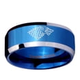 thumbnail image 2 of Game Of Thrones House Stark Direwolf 8MM Beveled Edge Blue Tungsten Men's Ring, 2 of 2