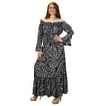 thumbnail image 1 of Peach Couture Gypsy Boho 3/4 Sleeves Smocked Waist Tiered Renaissance Maxi Dress, 1 of 9
