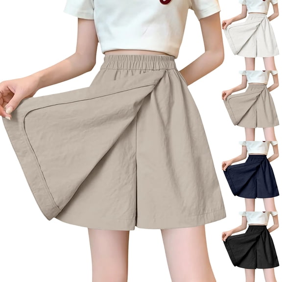 Only Moment Tennis Skirts for Women with Shorts Polyurethane Fiber Solid Basic Versatile Stretchy Flared Pleated Skater Mini Skirts Mini Skorts for Wowomen Black,M