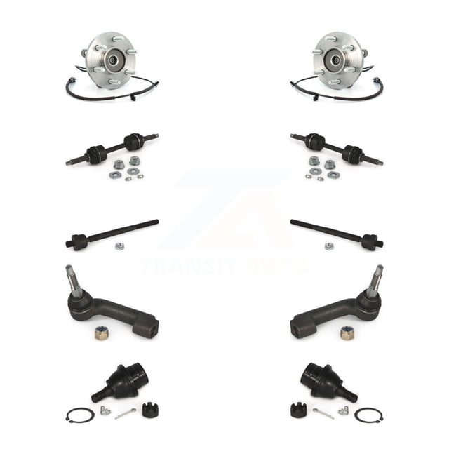 Transit Auto Front Hub Bearing Assembly Lower Ball Joint Outer Inner Tie Rod & Sway Bar Stabilizer Link Kit (10Pc) for Car Ford F-150 with 6 Lug Wheels - Left Right Side (Driver Passenger) K77-102045