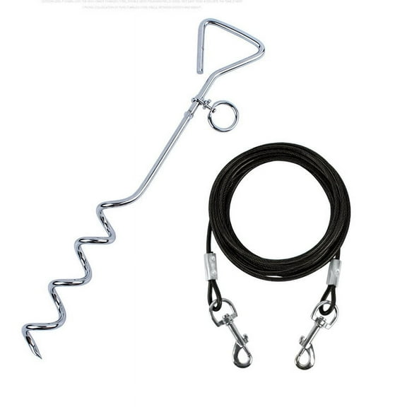 XmhyTop-A dog leash and wooden stake set, suitable for large dogs in yards, outdoor dog ground anchor, used for yard camping(black)