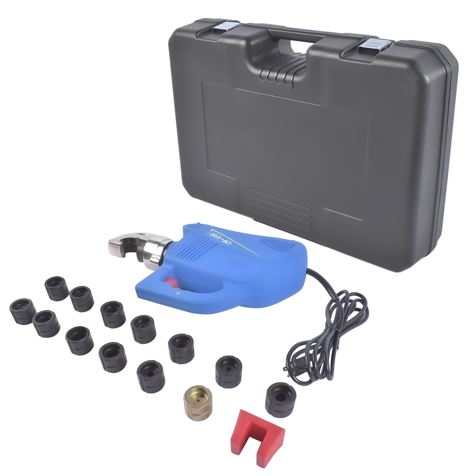 Mustrod 110V 12 Ton Electric Cable Lug Crimper Hydraulic Cable Wire Crimping Tool w/13 Molds 8AWG-600MCM