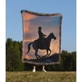 thumbnail image 2 of Usa, Shell, Wyoming. Hideout Ranch Cowboy On Horseback. Pr,Mr, Woven Blanket, 2 of 4