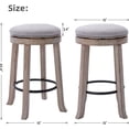 thumbnail image 3 of Farmhouse Linen Round Bar Stools Set of 6, 360° Swivel 25.6" Counter Height Stools with Solid Wood Legs Backless Low Barstools with Footrest for Home Bar Kitchen Island, Grey, 3 of 16