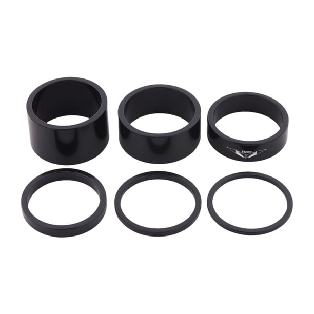 6 espaciadores de dirección para bicicleta de montaña, herramientas para bicicleta, anillos de dirección para potencia de bicicleta de 28,6 mm Negro
