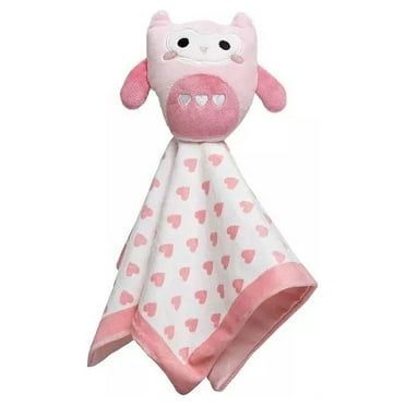 Baby Girl's Pink Ultra-soft Lovey Security Blanket Plush Owl Snuggle Blanket