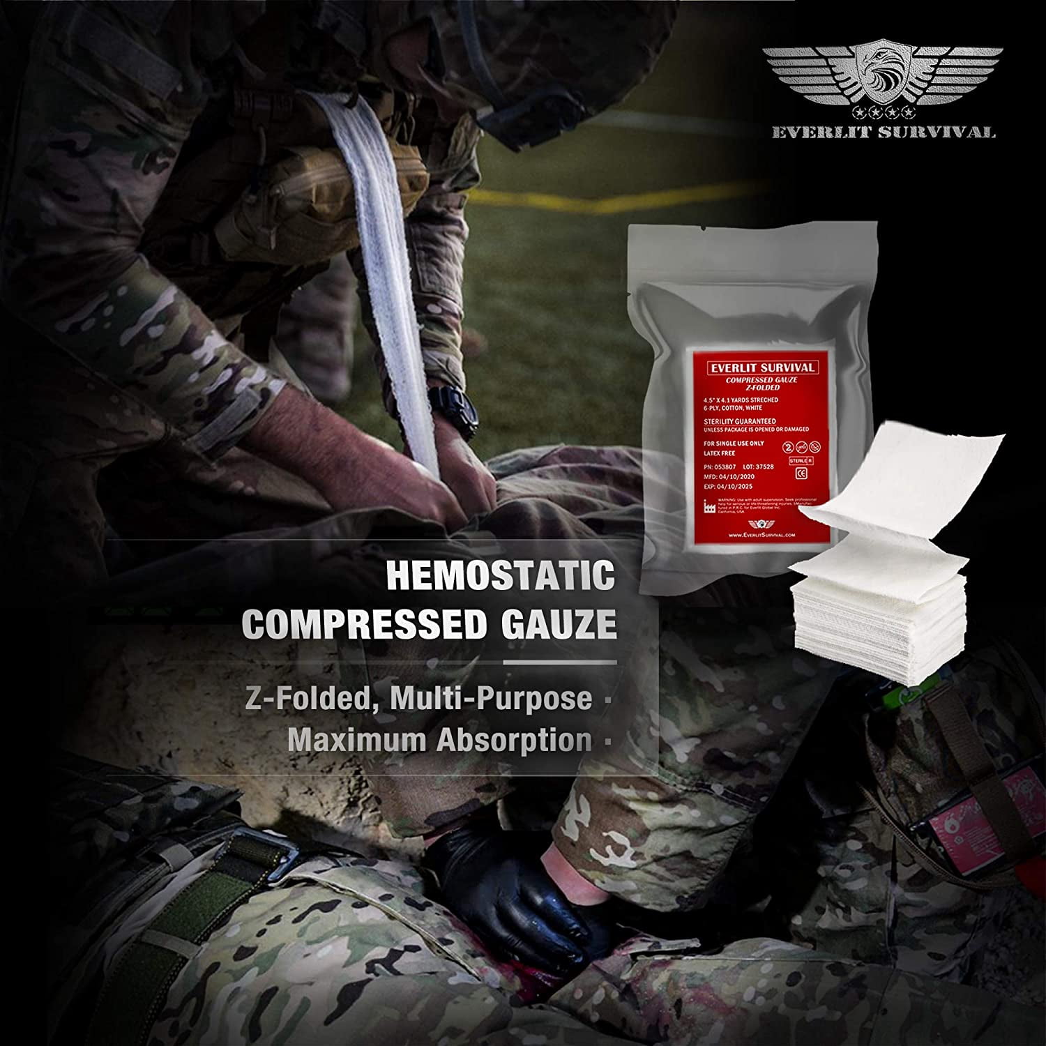 Emergency Trauma Kit, CAT GEN-7 Tourniquet 36" Splint, Military Combat Tactical IFAK for First Aid Response, Critical Wounds, Severe Bleeding Control