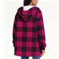 thumbnail image 4 of Christmas Women's Plaid Printed Fleece Thick Coats, Button-Down Hooded Sweater with Pockets, Fall Causual Outfits, 4 of 7
