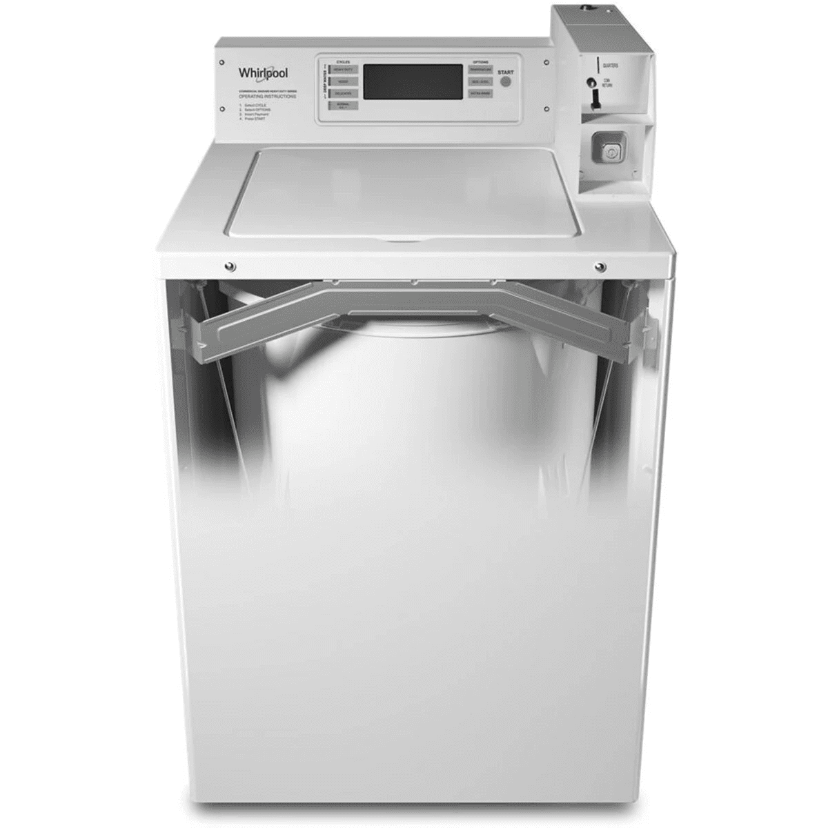 Whirlpool 27 Inch Commercial Top Load Washer with with 3.3 cu ft Capacity, Deep Water Wash System  1/2-HP Motor, Premium Bearings in White CAE2779JQ