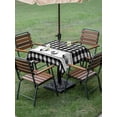 thumbnail image 3 of Farmhouse Black Plaid Outdoor Tablecloth - 60x60 Inch Square Dining Table Cover, Vintage Country Cock Checkered Waterproof Outdoor Table Cloth with Umbrella Hole & Zipper for Picnic/Patio/Party, 3 of 7