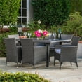 thumbnail image 2 of Noble House Malta 7 Piece Wicker Patio Dining Set in Gray, 2 of 10