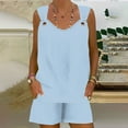 thumbnail image 4 of pimelu Summer Saving 2 Pieces Sets for Women Womens Summer Tops Sets Sleeveless Tank Tops and Shorts Sets with Pocket Trendy Solid Lounge Sets, 4 of 7