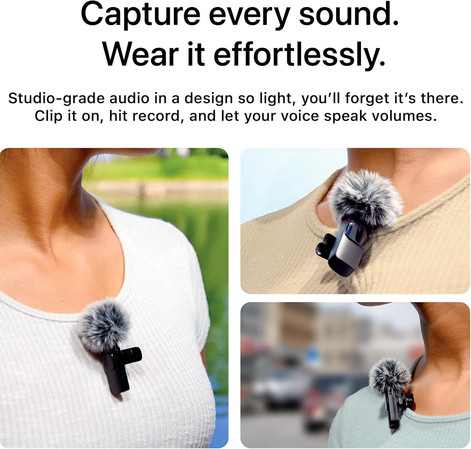 Wireless Lavalier Microphone for iPhone Android, Recording Clip-on Mini Mic for iPhone/for iPad Video Recording with Rotatable Clip&Denoise Recording, Portable Mic Set for Content Creators