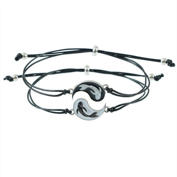 Tatum88 Yin Yang Tai Chi Beads Infinity Braided String Rope Bracelets Handmade Waterproof Adjustable Cord Strand Bracelet for Men Women Boy Girl Friend Couple Matching Friendship