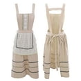 thumbnail image 2 of FEOYA Women’s Apron Kitchen Cotton Apron Pinafore Cooking Apron Lace Cute aprons Dress Loose Smock for Gardening Chef Baking Art Painting Brown, 2 of 6