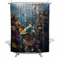 thumbnail image 2 of Summer Marine Life Shower Curtain for Bathroom Decor, Modern Turtle Shark Coral Waterproof Fabric Shower Curtain, 72"x96" Set with 12 Hooks, 2 of 9