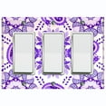 thumbnail image 1 of Metal Light Switch Plate Cover Mandala Purple White Paisley Flower Tile Pattern MDL091, 1 of 13
