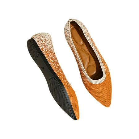 

Lacyhop Womens Flat Shoes Comfort Flats Pointy Toe Dress Shoe Women Lightweight Pumps Fashion Slip On Ballet Orange 4
