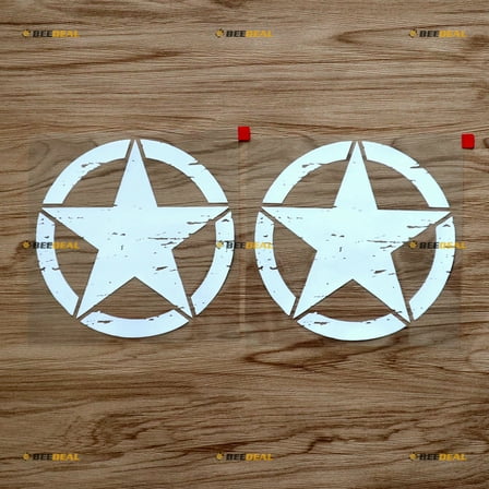 2X White 6" Army Star Decal Sticker Car Vinyl Distressed Fit for Jeep Wrangler etc