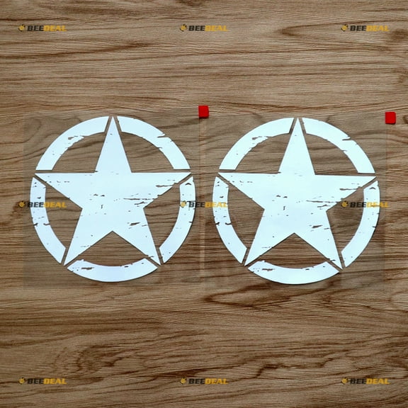 2X White 6" Army Star Decal Sticker Car Vinyl Distressed Fit for Jeep Wrangler etc