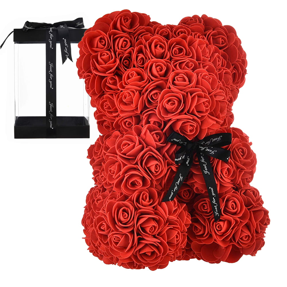 Flower Rose Bear 10 In Teddy Handmade Petals Artificial Decor Valentines Gifts 