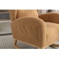 thumbnail image 3 of Upholstered Rocking Chair, Teddy Glider Chair Nursery Chair with High Back and Side Pocket, Rocking Accent Armchair with Wood Legs for Living Room/Bedroom/Nursery, khaki, 3 of 9