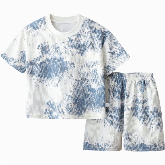 COMVALUE Ensembles de Pyjama à Manches Courtes pour Bébé, Pyjama 2 Pcs pour Tout-Petit Garçon (Bleu, 100)