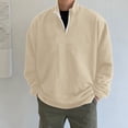 thumbnail image 2 of Uooqdmx Sweatshirts for Men Quarter Zip Pullover Men Casual Loose Hoodless Oversize Zipper Solid Stand Collar Pullover Sweater Top Men's Fashion Hoodies & Sweatshirts Khaki L, 2 of 6