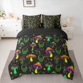 thumbnail image 2 of Feelyou Neon Jungle Mushroom Twin Bedding Sets 7-Piece for Teen, Green Skull Skeleton Bedding Comforter Set, Cartoon Theme Reversible Sheet Sets, Microfiber Bedroom Decor, 2 of 7