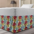 thumbnail image 1 of Floral Bed Skirt, Floral Theme Colorful Blossoms and Leaves Arrangement Garden Artwork, Elastic Bedskirt Dust Ruffle Wrap Around for Bedding Decor, 4 Sizes, Pale Teal and Dark Coral, by Ambesonne, 1 of 2