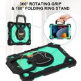 thumbnail image 3 of ELEHOLD Heavy Duty Case for iPad 9th 8th 7th Generation 2021/2020/2019, 3-Layer Rugged 360 Rotating Kickstand Handle Grip Shoulder Strap Kids Friendly Shockproof Case for iPad 10.2", Black+Mint, 3 of 9