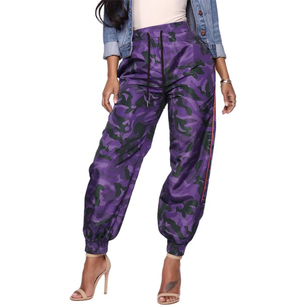 Txlixc Pantalones casuales de camuflaje para mujeres con cintura elástica, cintura alta con color Txlixc moda