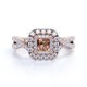 thumbnail image 3 of JeenMata Anillo de Compromiso Elegante de Oro Rosa de 18 K sobre Plata con Morganita Creada en Corte Cuadrado de 1 Quilate, Banda Retorcida, Pavé y Doble Halo, 3 of 6