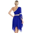 thumbnail image 2 of Jhaoyu Womens Sequin Trim Praise Dance Dress One Shoulder Worship Dance Dress Liturgical Dancewear Royal Blue L, 2 of 5