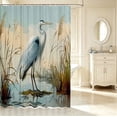thumbnail image 2 of Erosebridal Dreamy Heron Bird Shower Curtain 72Wx72L,Retro Animals Bathroom Curtain,Blue Green, 2 of 5
