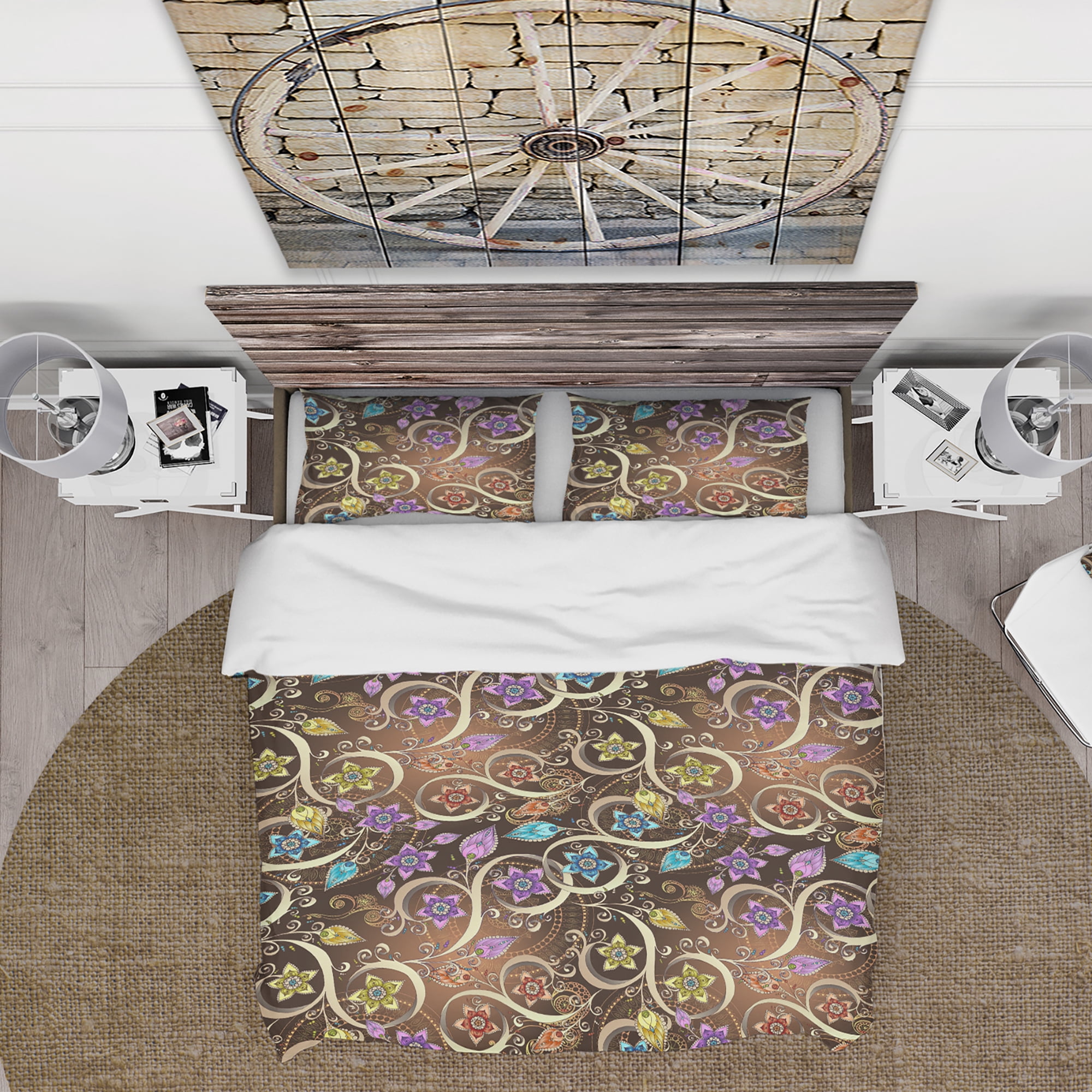 Designart 'Ornamented Colored Pattern with Flowers and Paisley' Floral Duvet Cover Set