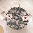 thumbnail image 4 of Ambesonne Rosetta Fitted Round Tablecloth, Nostalgic Floral Print Boho, 45"- 56" Diameter, Pale Pink Jade Green, 4 of 5