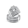 925 Sterling Silver Diamond Cluster Matching Wedding Set 5/8 Cttw