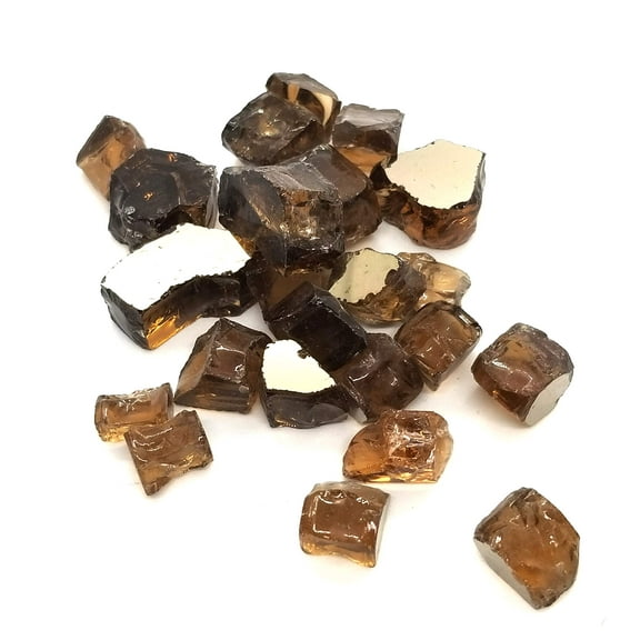(10 Pounds) Premium Copper Amber Reflective Fire Glass, Tempered For Fire Pit & Fireplace (Deep Copper)